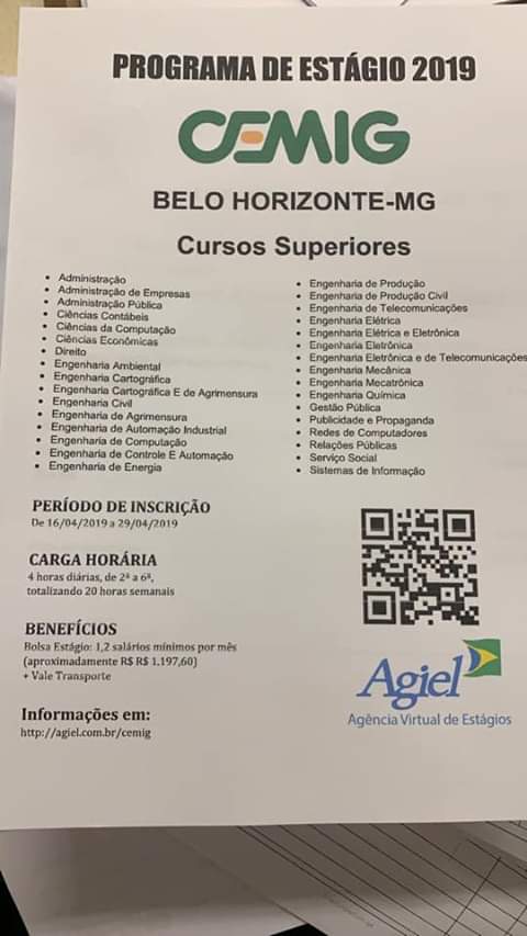 Estágio – Curso de Engenharia de Materiais (Janaúba)